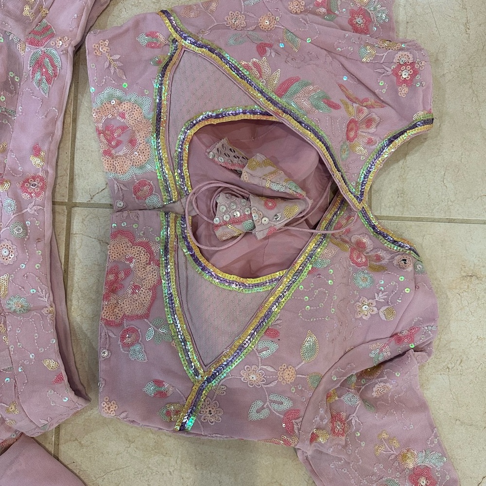 Embroidered Pink Lehenga Set - Picture 5 of 15